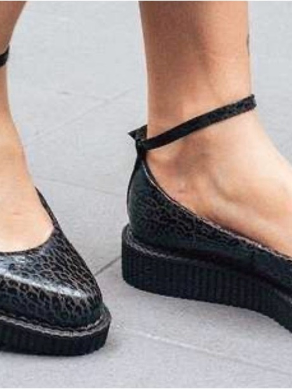 TUK Black Leopard-Print Platform Ballet Flats Sz 6 - Picture 9 of 9